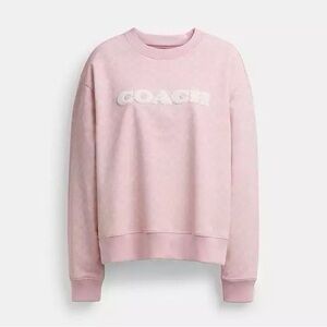 New Authentic Coach pink Crewneck cream Signature Logo $298 large